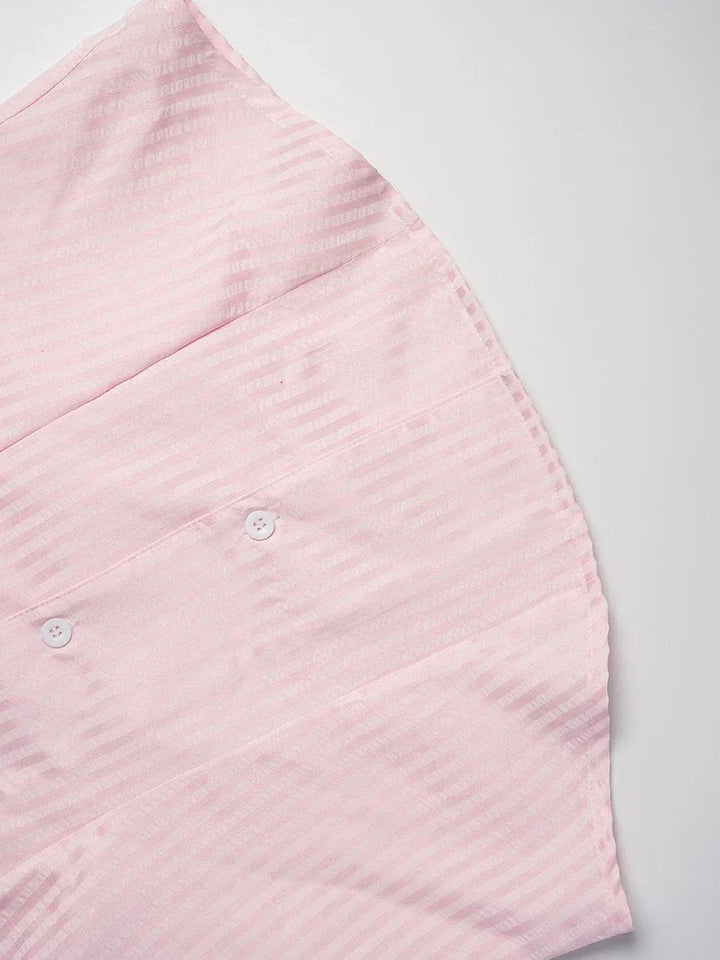 Pink Striped Shirt Women Sexy Turn Down Collar Spring Autumn Chic Blouse Fall Fashion Long Sleeve Single Breasted Slim Tops New