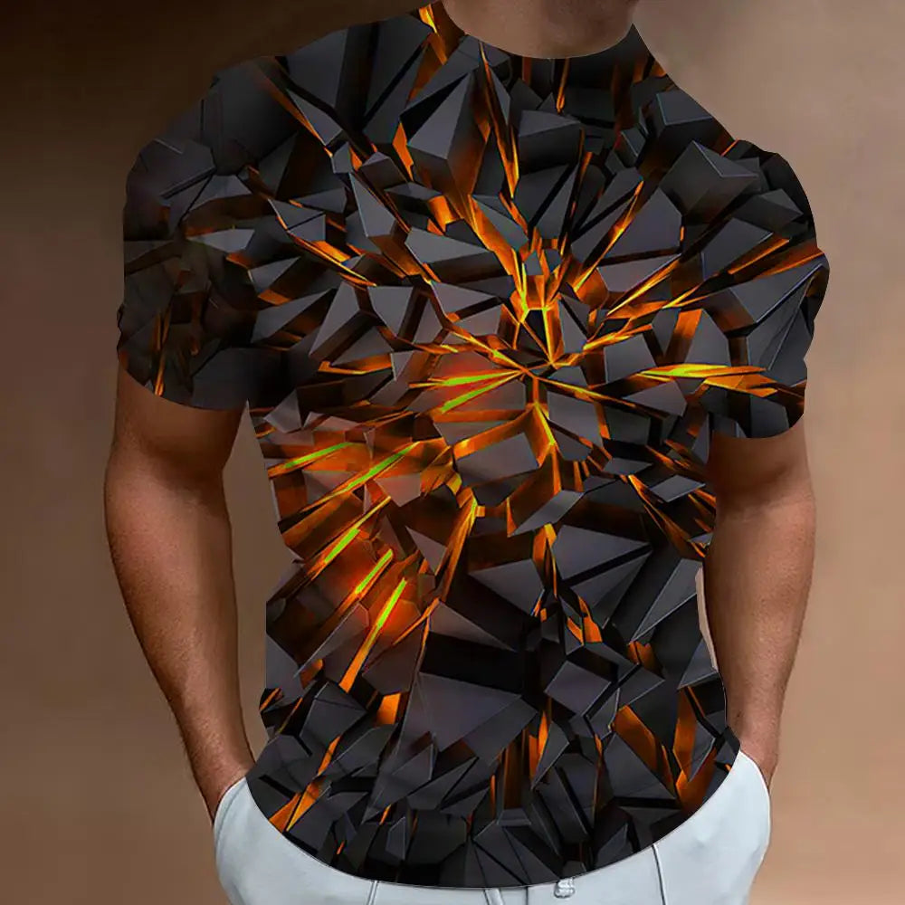 Fashion T-Shirts For Men 3d Line Printed Men'S Clothing Street Designer Short Sleeved Oversized Top Tees Daily Casual Sportswear