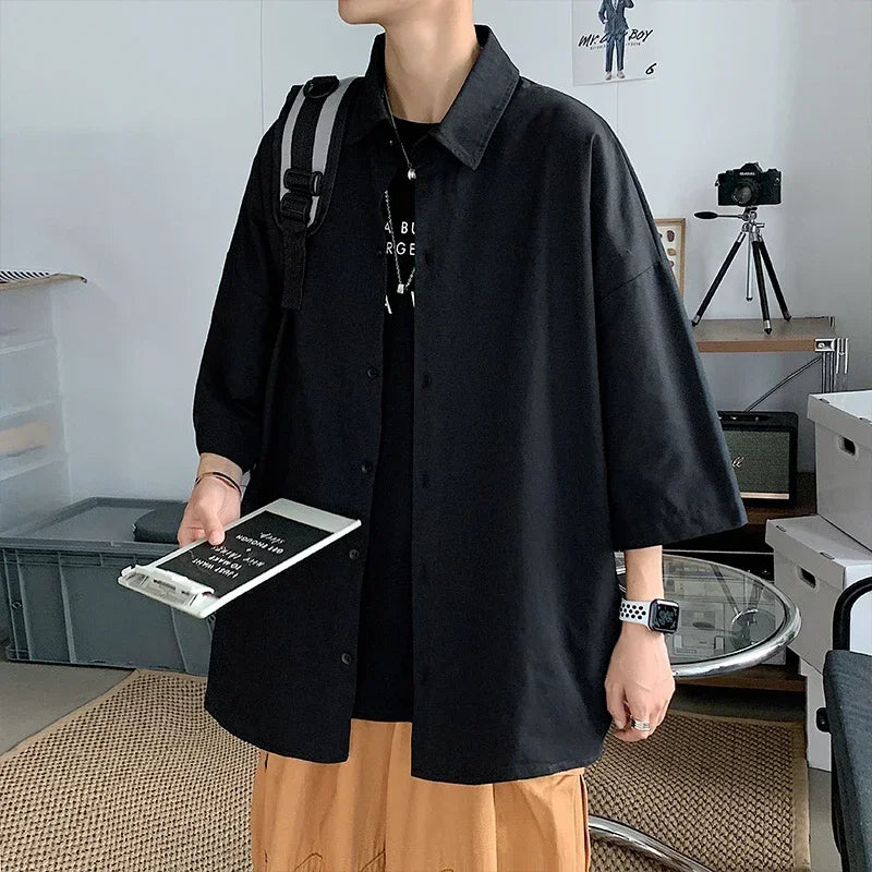 Men's Oversized Shirts White Mens Fashion Blouse 5xl Oversize Half Sleeves Dress Shirt for Men New Clothing Casual