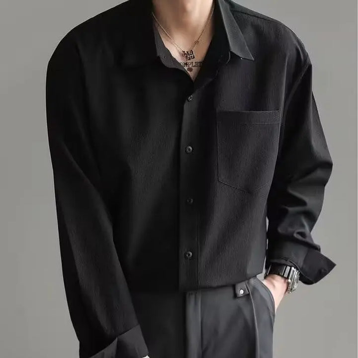 Solid Color Long-sleeved Shirt Loose Shirt Boys Summer Trend Versatile