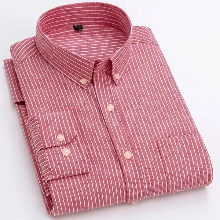 Men's Long Sleeve Shirt Spring Summer Autumn Winter Oxford Woven Slim Free Ironing Comfortable Soft Casual Fashion Simple Work